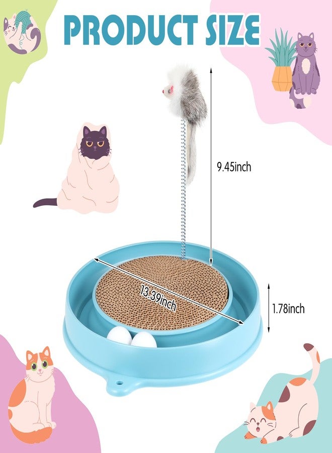 AceOrbit 3 Pcs Cat Ball Track Toy, Include 1 Round Cat Scratcher Toy with 2 Cats Scratching Board Pad Replacement, Interactive Toys Track and Plush Mouse Toys for Indoor Cats Kitten - Image 3